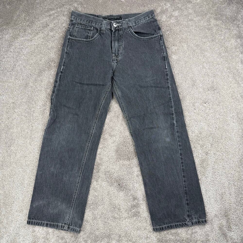 SouthPole Black Baggy Wide Leg Denim Jeans Kids Size 12 Skater Y2K Vintage